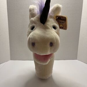 Plush Unicorn Hand Puppet - Cream and Purple